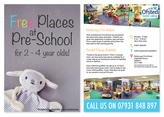 Flyer Design for Buttercups Preschool in Stafford